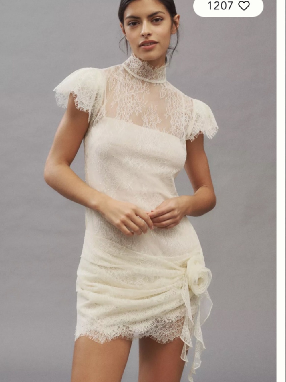 De La Vali Silentium Flounce-Sleeve Lace Mini Dress